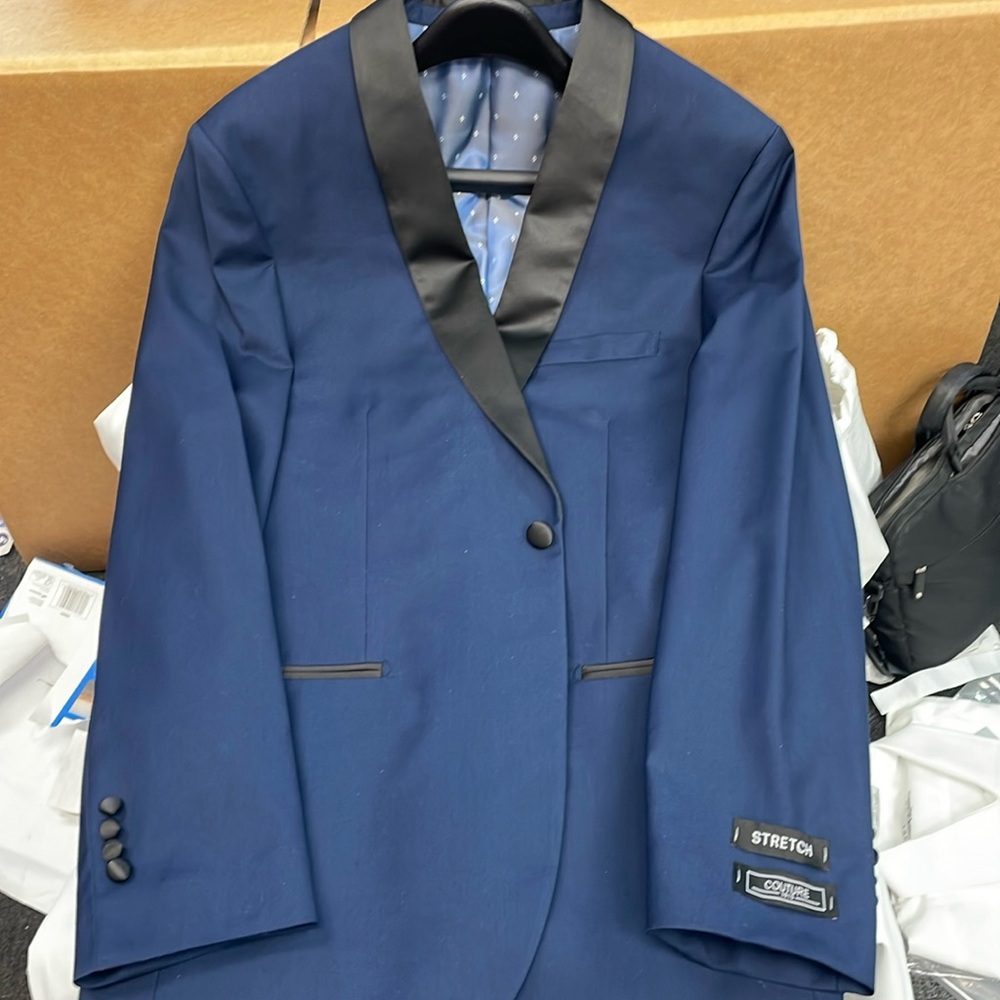 Couture 1910 Navy Stretch Shawl Collar Tuxedo Jacket 38 Regular